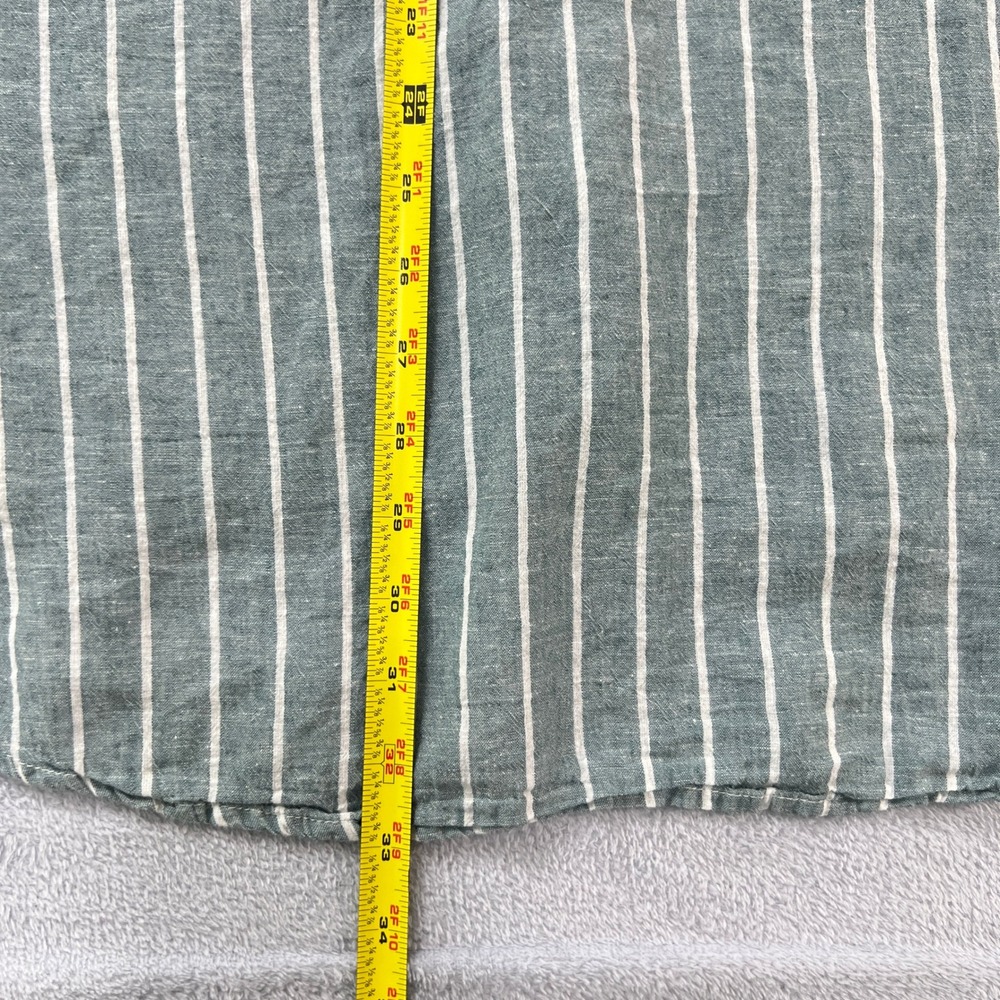 Lane Bryant Green White Striped Linen Blend Button Down Tunic Top 26/28 Coastal - Picture 10 of 12